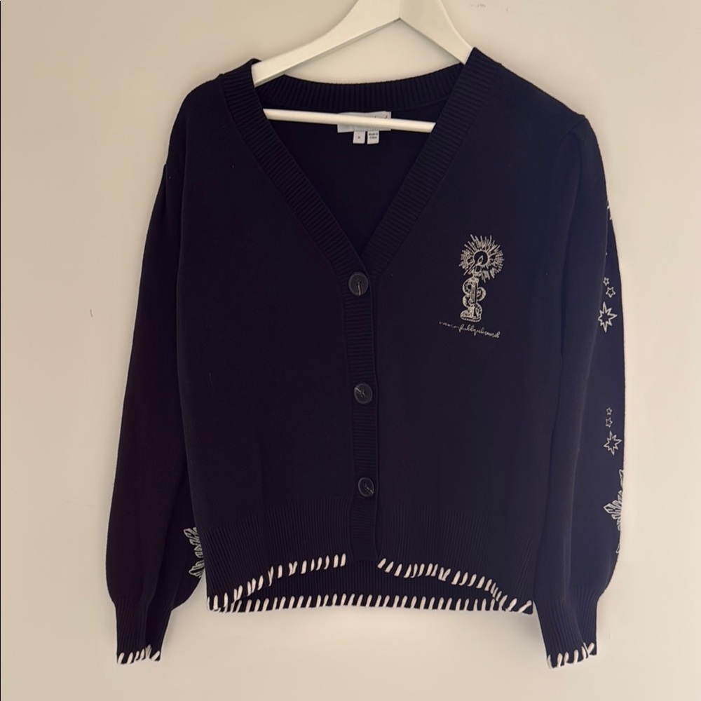 Black Embroidered Women's Sweater